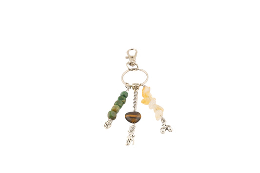 Porte-clés – Jade vert, œil de tigre et citrine - Faon