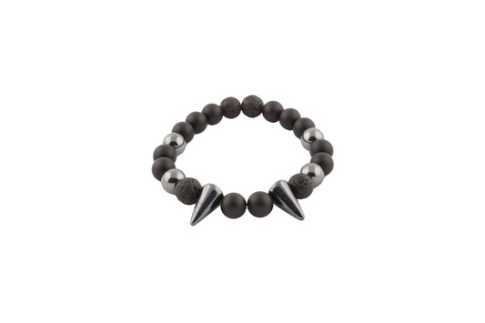 Bracelet – hommes – pierre de lave, hématite et onyx noir mat