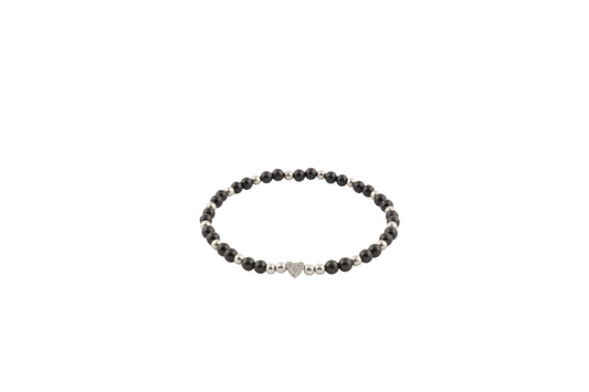 Bracelet - onyx noir - cœur